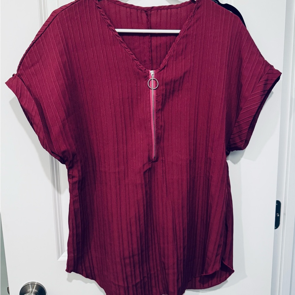 Textures Zip-Front Blouse